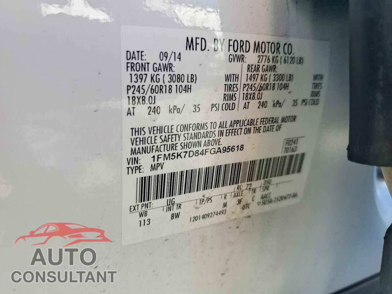 FORD EXPLORER 2015 - 1FM5K7D84FGA95618
