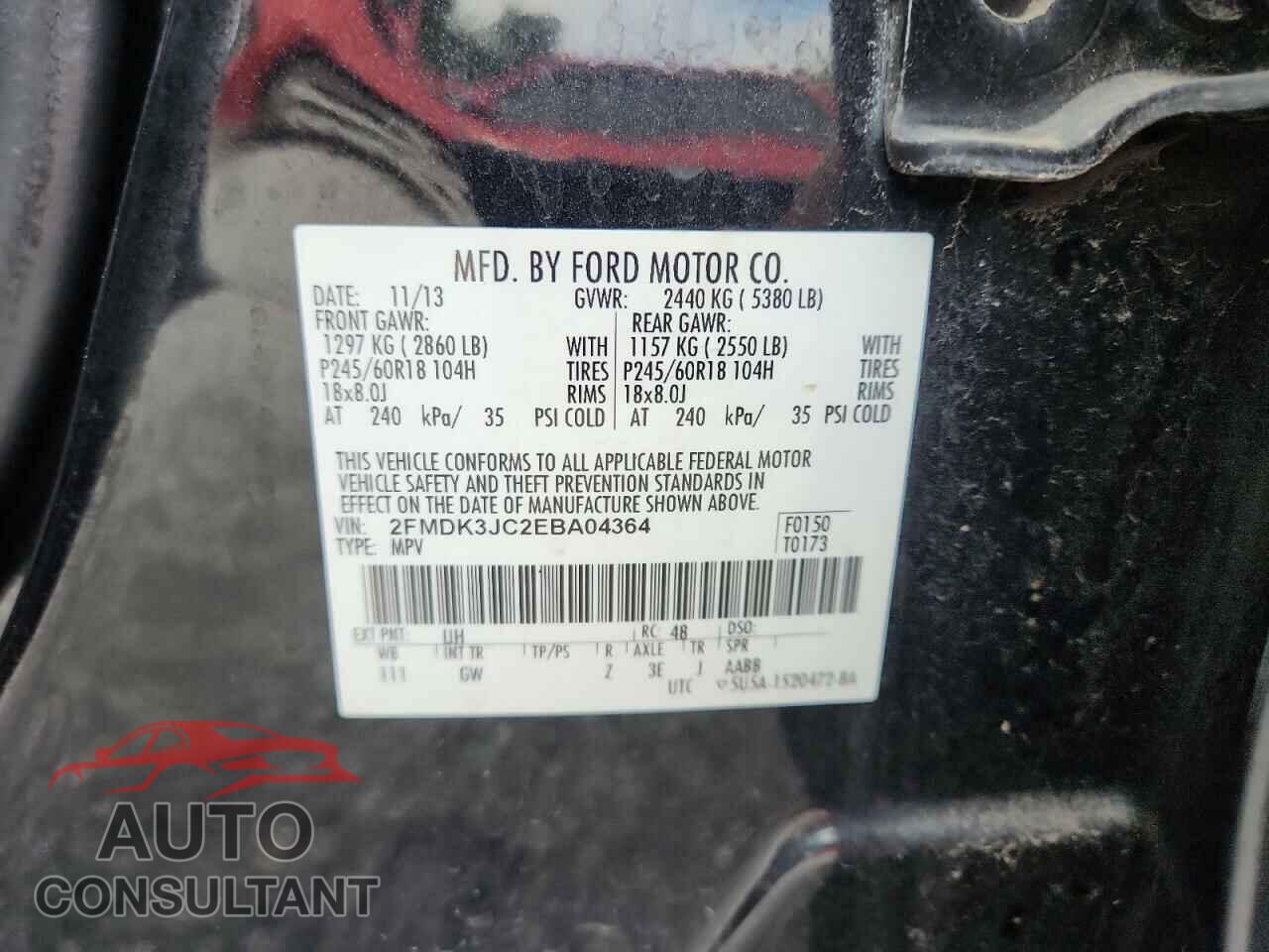 FORD EDGE 2014 - 2FMDK3JC2EBA04364
