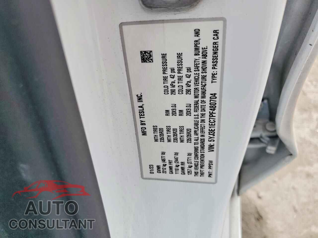 TESLA MODEL 3 2023 - 5YJ3E1EC7PF480704