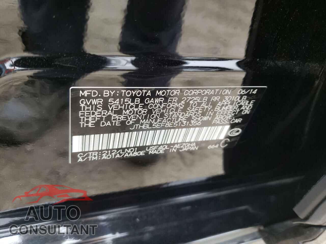 LEXUS LS460 2014 - JTHBL5EF8E5131356