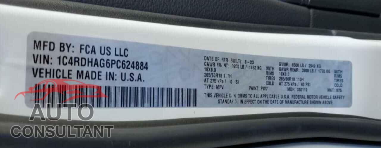 DODGE DURANGO 2023 - 1C4RDHAG6PC624884