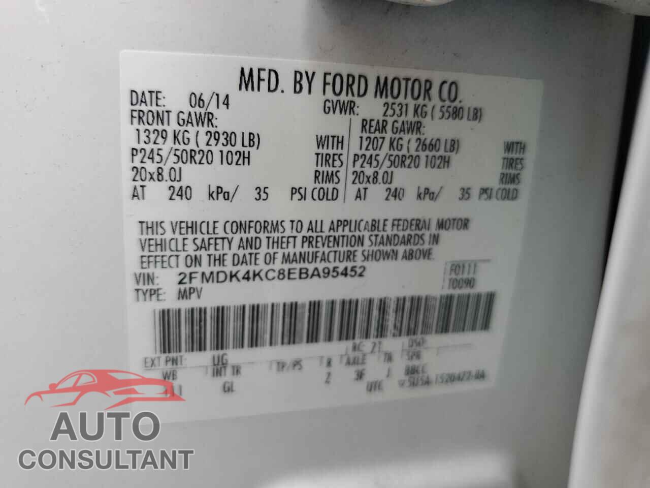 FORD EDGE 2014 - 2FMDK4KC8EBA95452