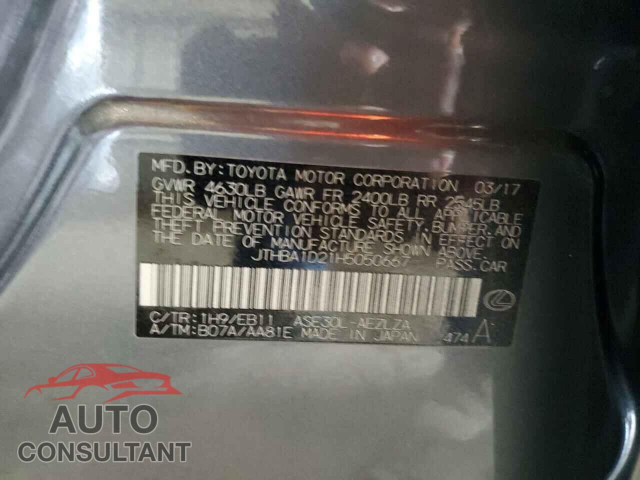 LEXUS IS 2017 - JTHBA1D21H5050667