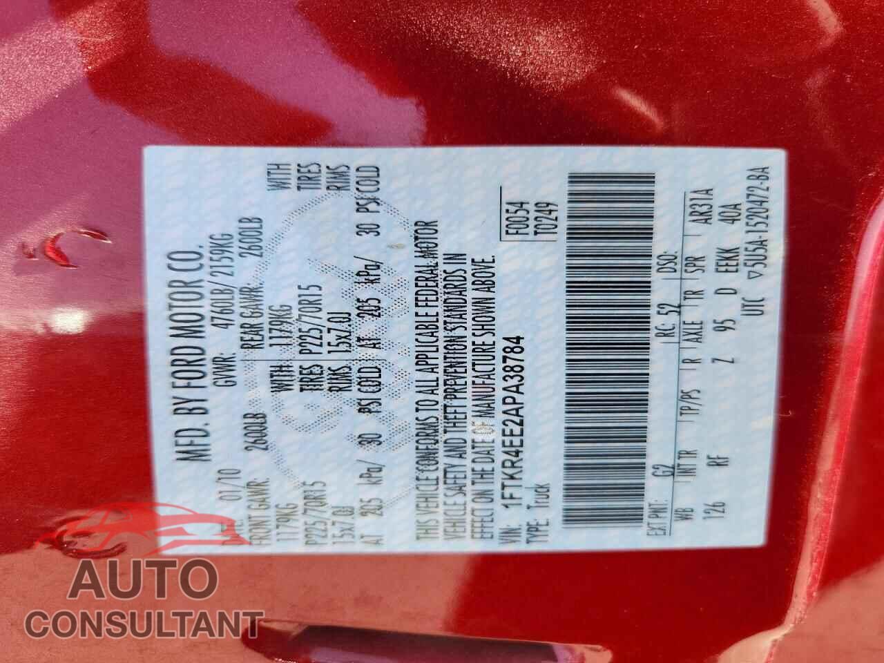 FORD RANGER 2010 - 1FTKR4EE2APA38784