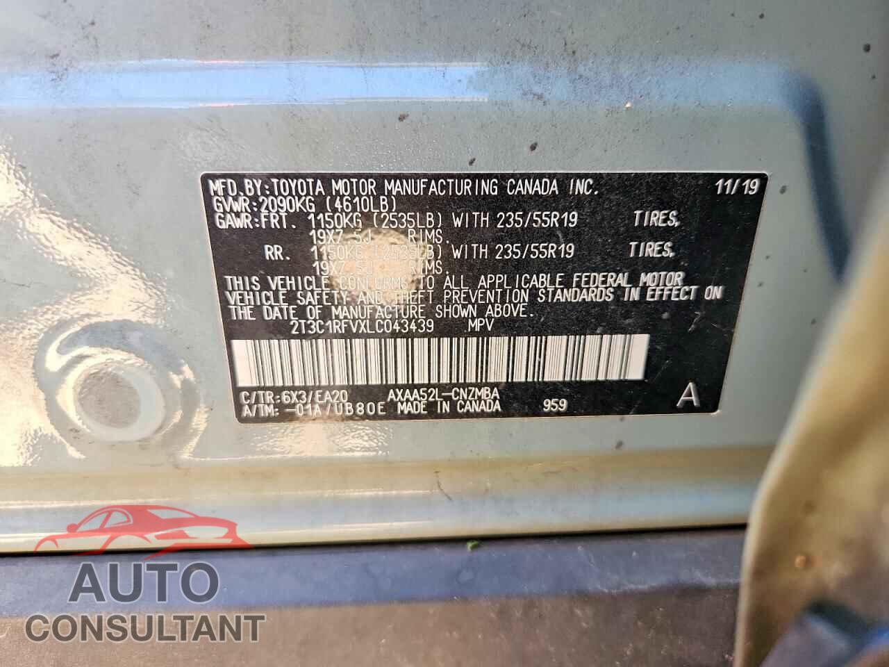 TOYOTA RAV4 2020 - 2T3C1RFVXLC043439