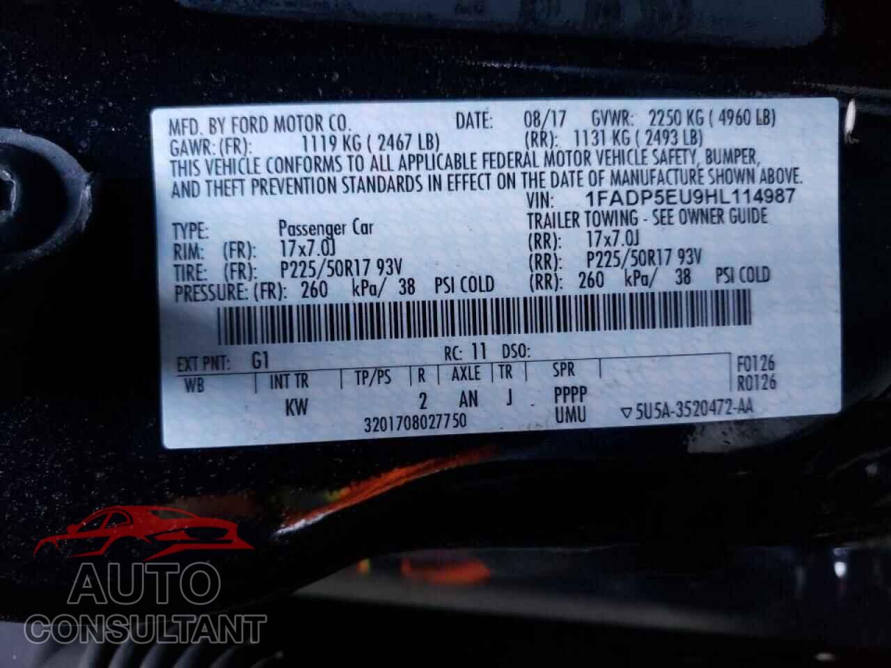 FORD CMAX 2017 - 1FADP5EU9HL114987