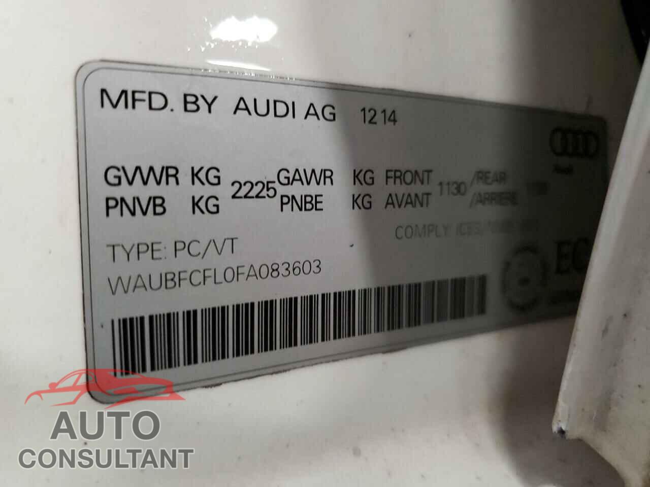 AUDI A4 2015 - WAUBFCFL0FA083603