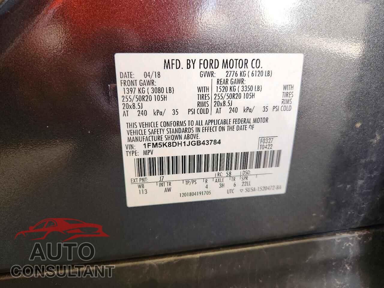 FORD EXPLORER 2018 - 1FM5K8DH1JGB43784