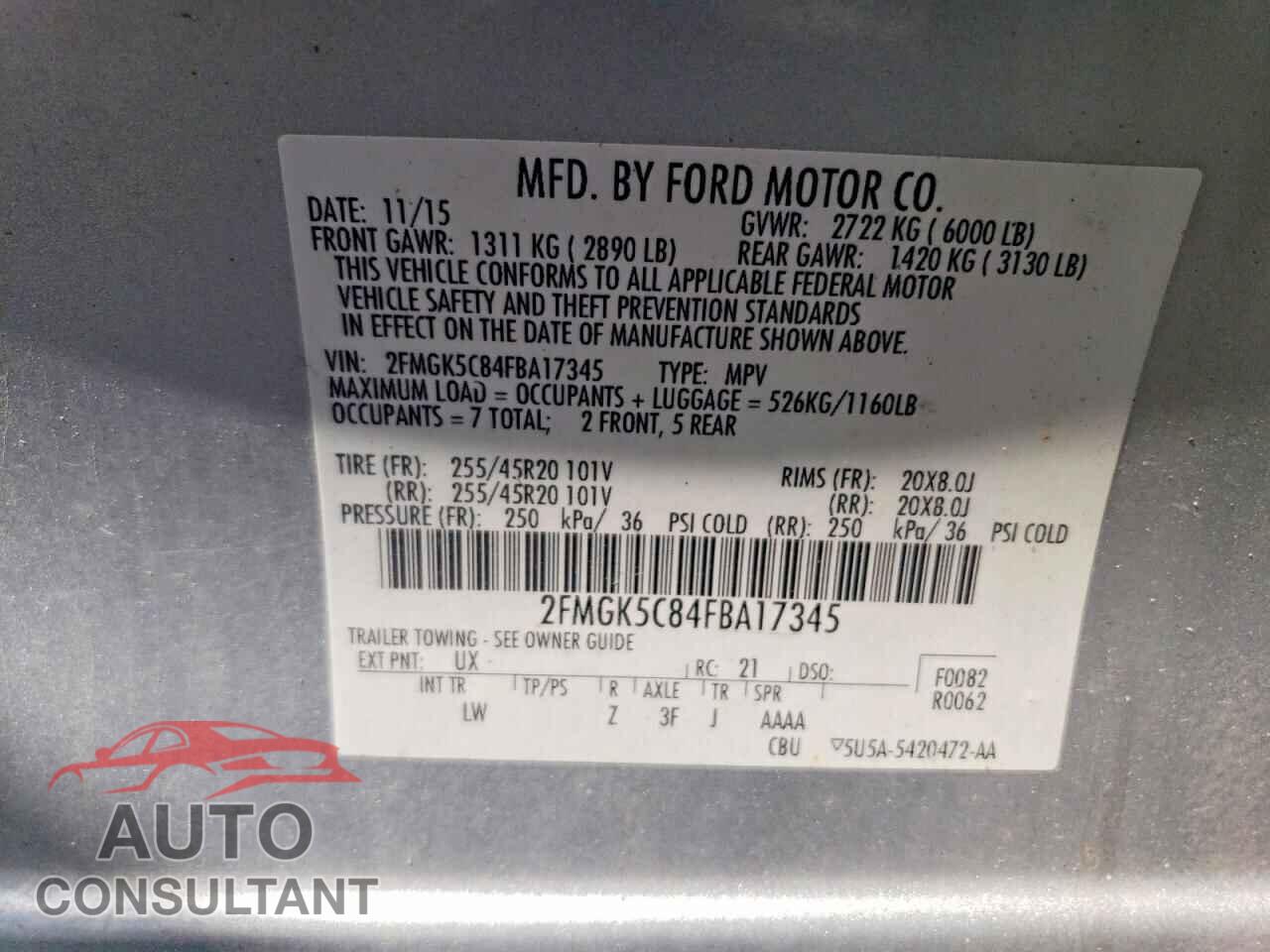 FORD FLEX 2015 - 2FMGK5C84FBA17345