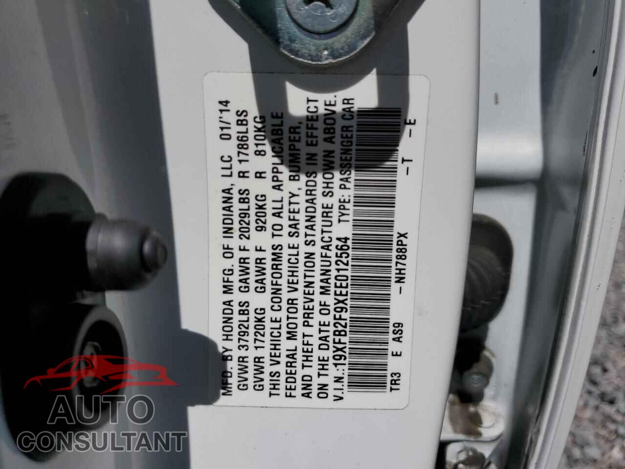 HONDA CIVIC 2014 - 19XFB2F9XEE012564