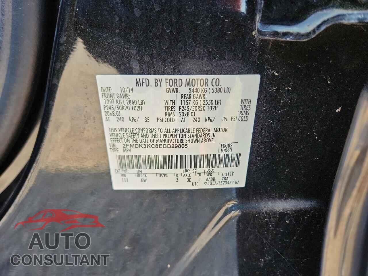FORD EDGE 2014 - 2FMDK3KC8EBB29805