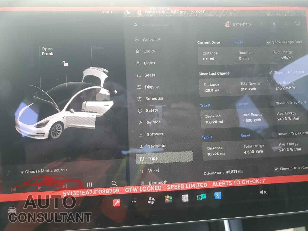 TESLA MODEL 3 2018 - 5YJ3E1EA7JF038799