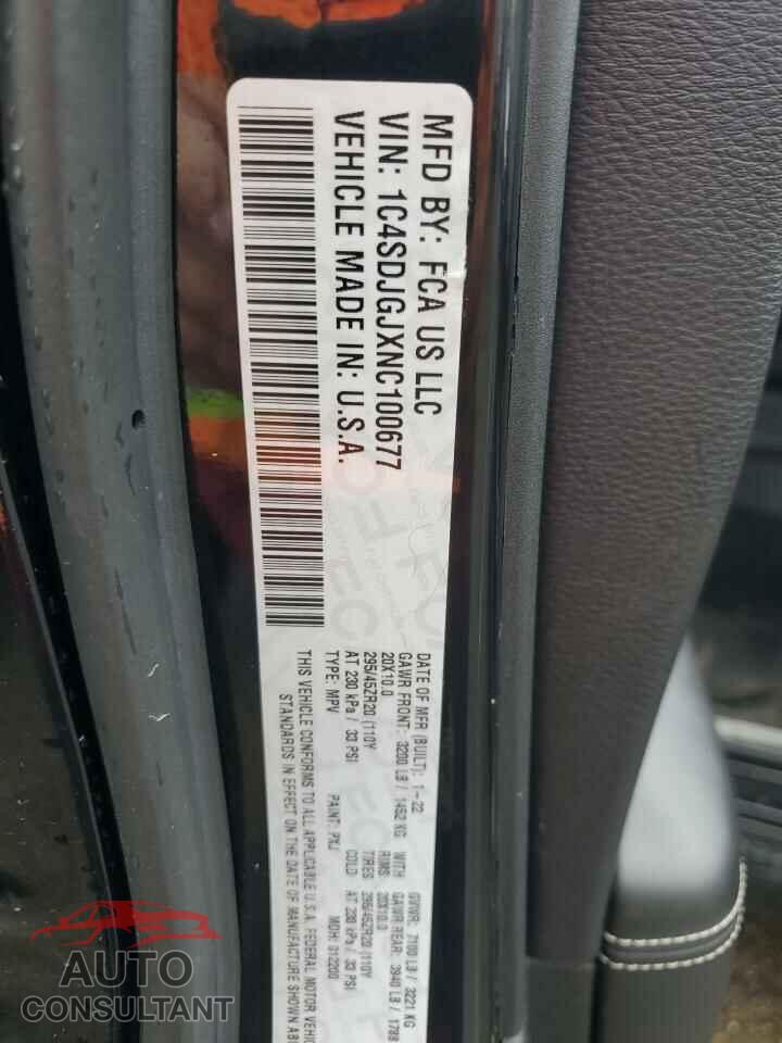 DODGE DURANGO 2022 - 1C4SDJGJXNC100677