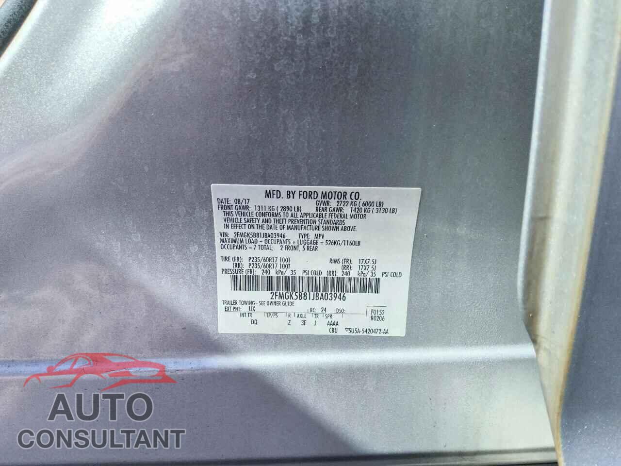 FORD FLEX 2018 - 2FMGK5B81JBA03946