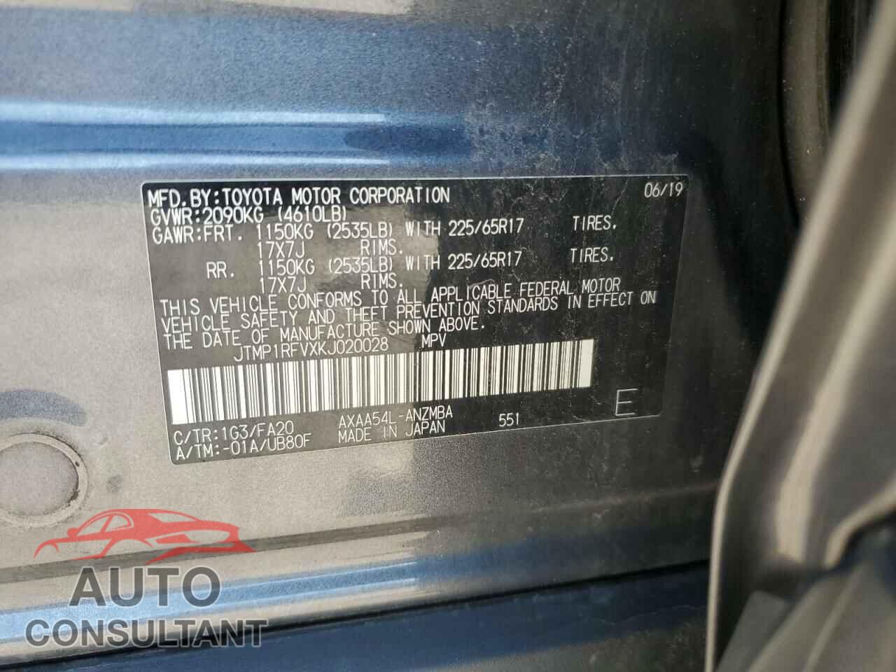TOYOTA RAV4 2019 - JTMP1RFVXKJ020028
