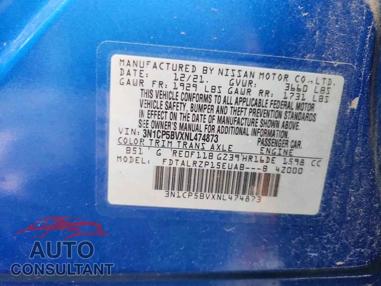 NISSAN KICKS 2022 - 3N1CP5BVXNL474873