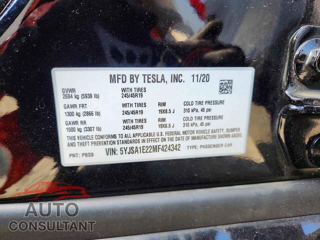 TESLA MODEL S 2021 - 5YJSA1E22MF424342