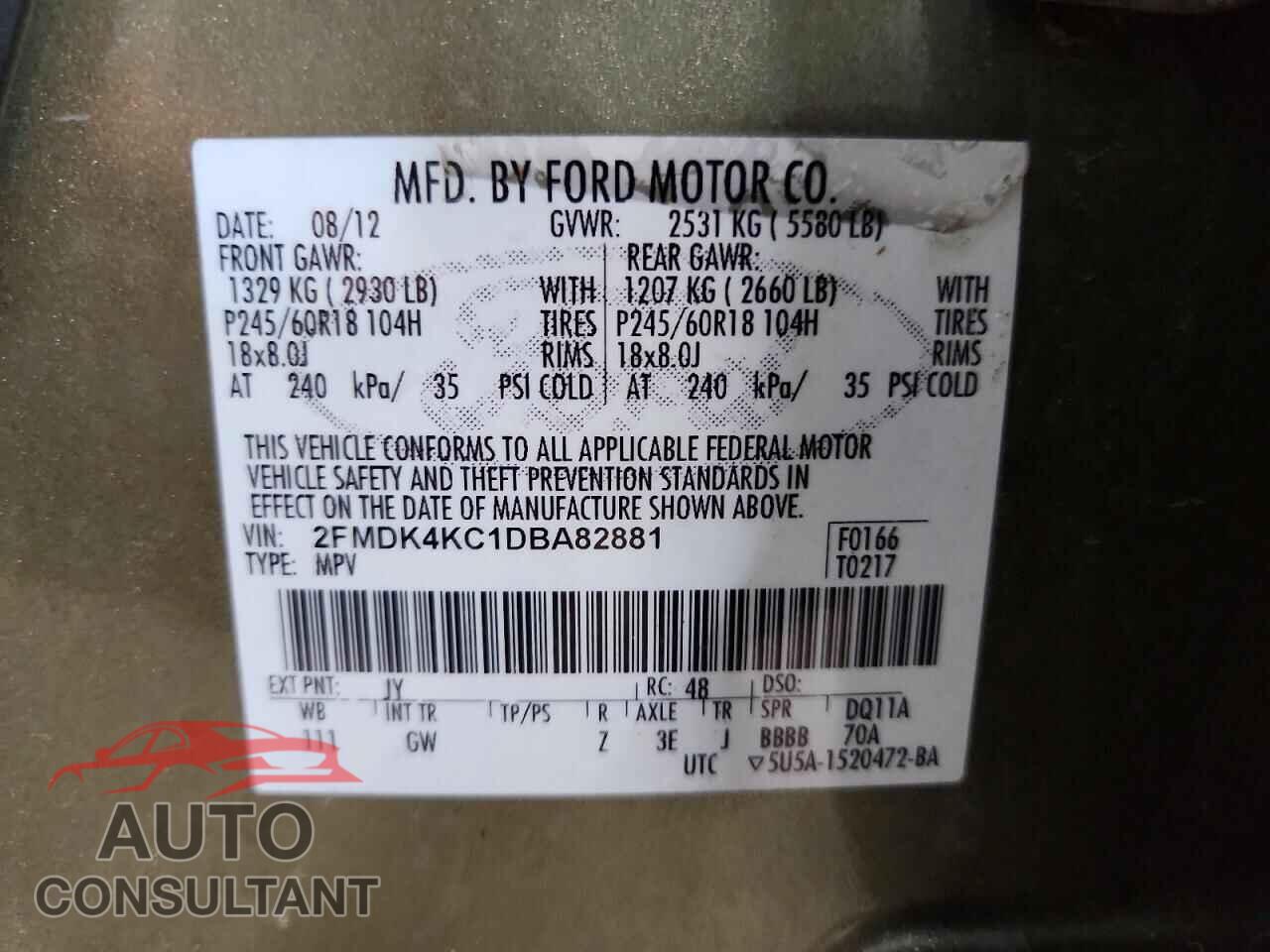 FORD EDGE 2013 - 2FMDK4KC1DBA82881