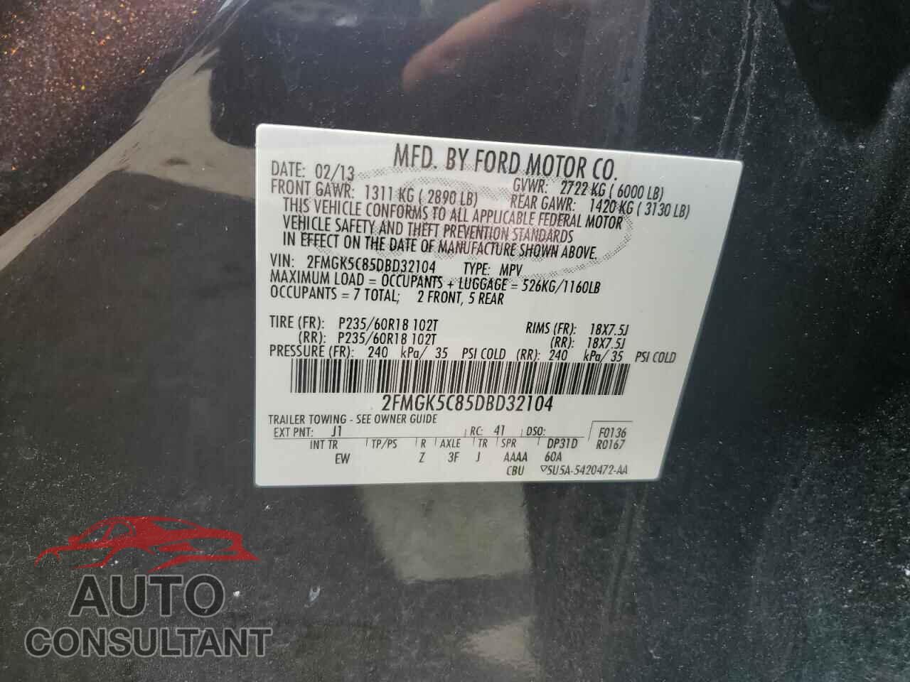 FORD FLEX 2013 - 2FMGK5C85DBD32104