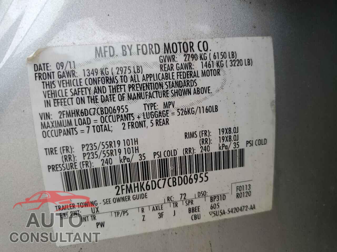 FORD FLEX 2012 - 2FMHK6DC7CBD06955