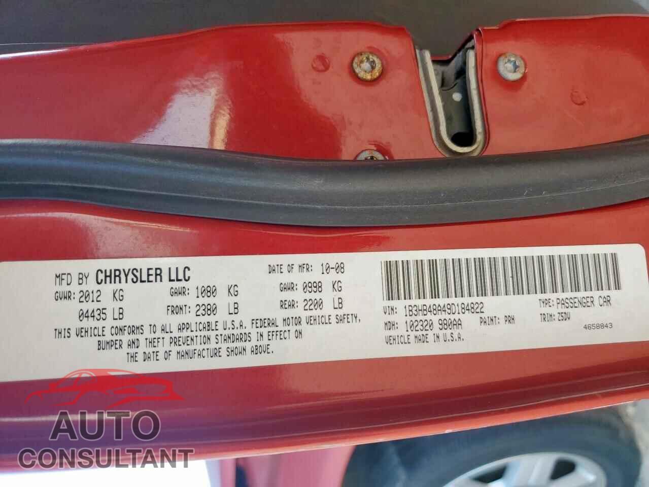 DODGE CALIBER 2009 - 1B3HB48A49D184822