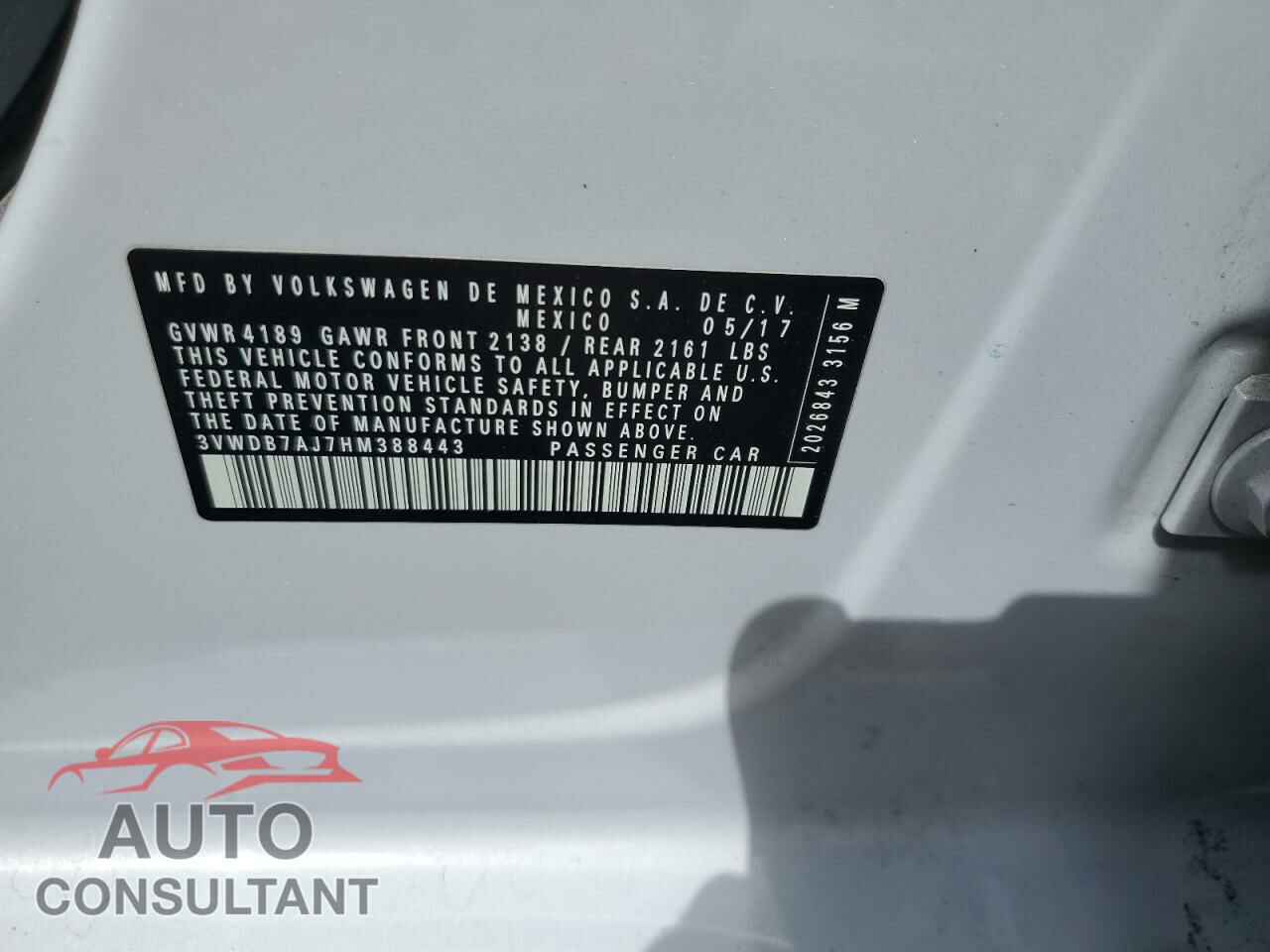 VOLKSWAGEN JETTA 2017 - 3VWDB7AJ7HM388443