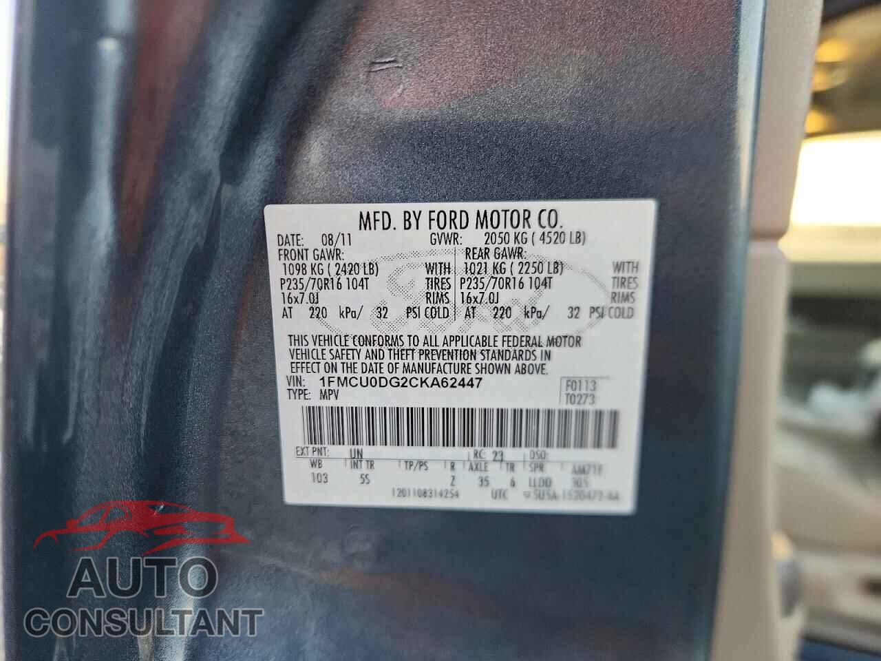 FORD ESCAPE 2012 - 1FMCU0DG2CKA62447