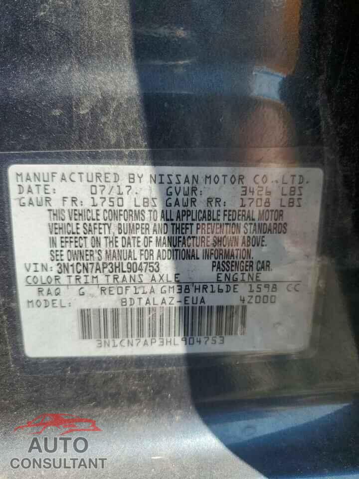 NISSAN VERSA 2017 - 3N1CN7AP3HL904753