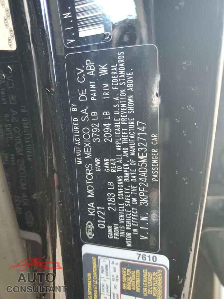 KIA FORTE 2021 - 3KPF24AD5ME327147