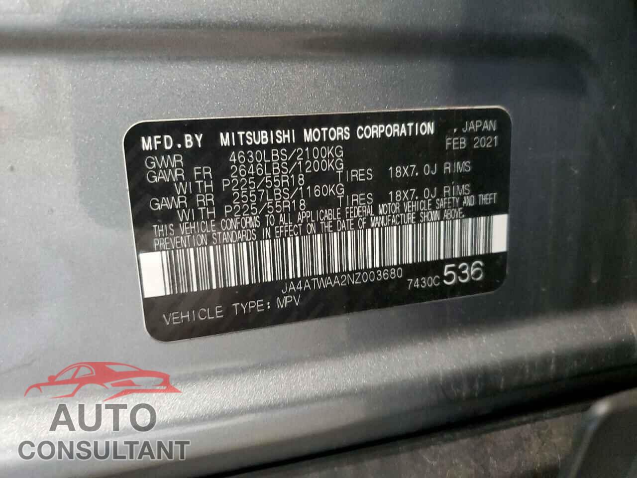 MITSUBISHI ECLIPSE 2022 - JA4ATWAA2NZ003680