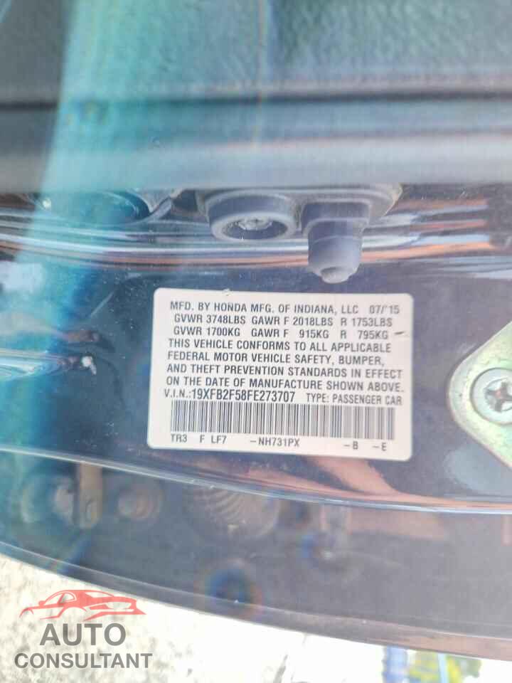 HONDA CIVIC 2015 - 19XFB2F58FE273707