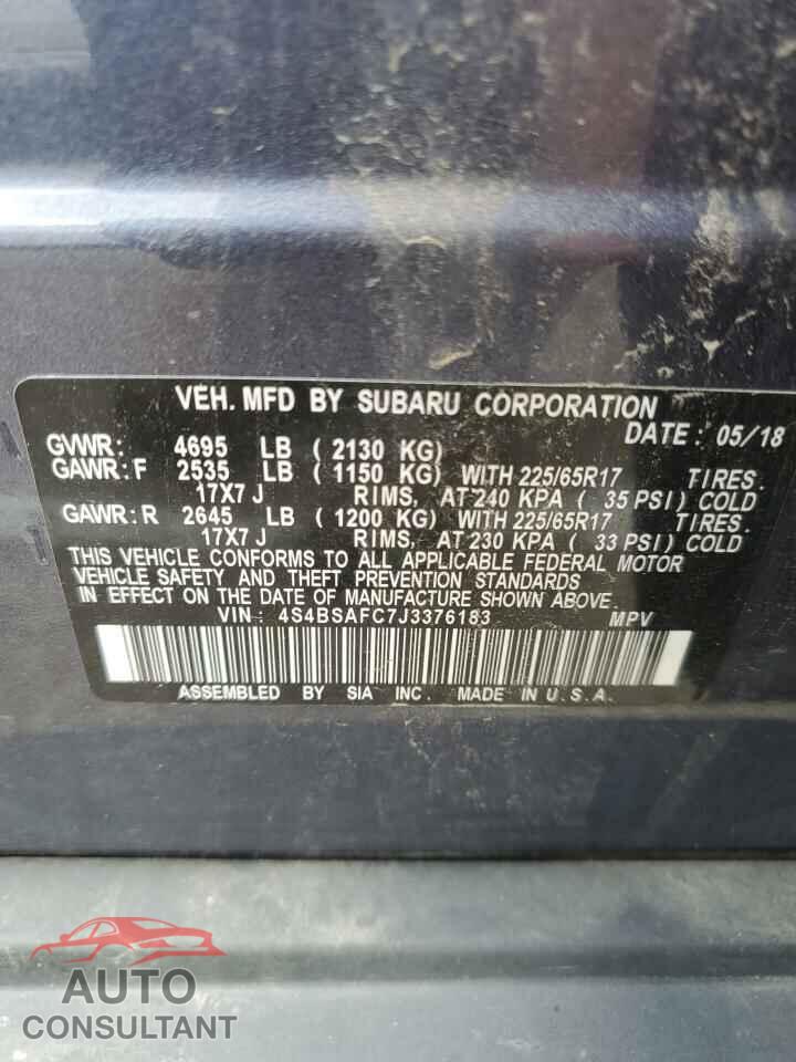 SUBARU OUTBACK 2018 - 4S4BSAFC7J3376183