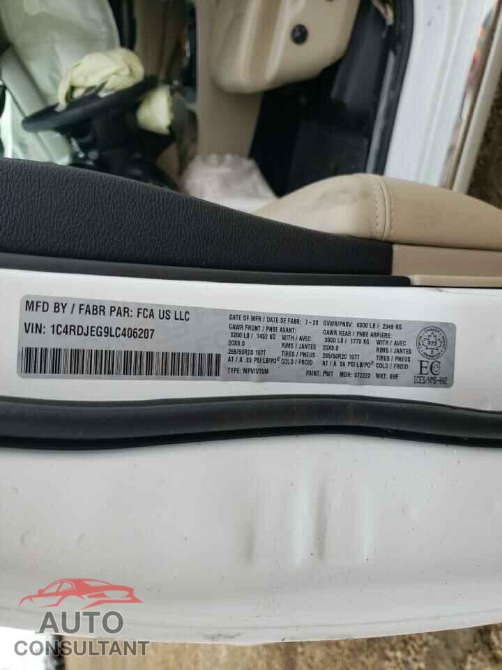 DODGE DURANGO 2020 - 1C4RDJEG9LC406207
