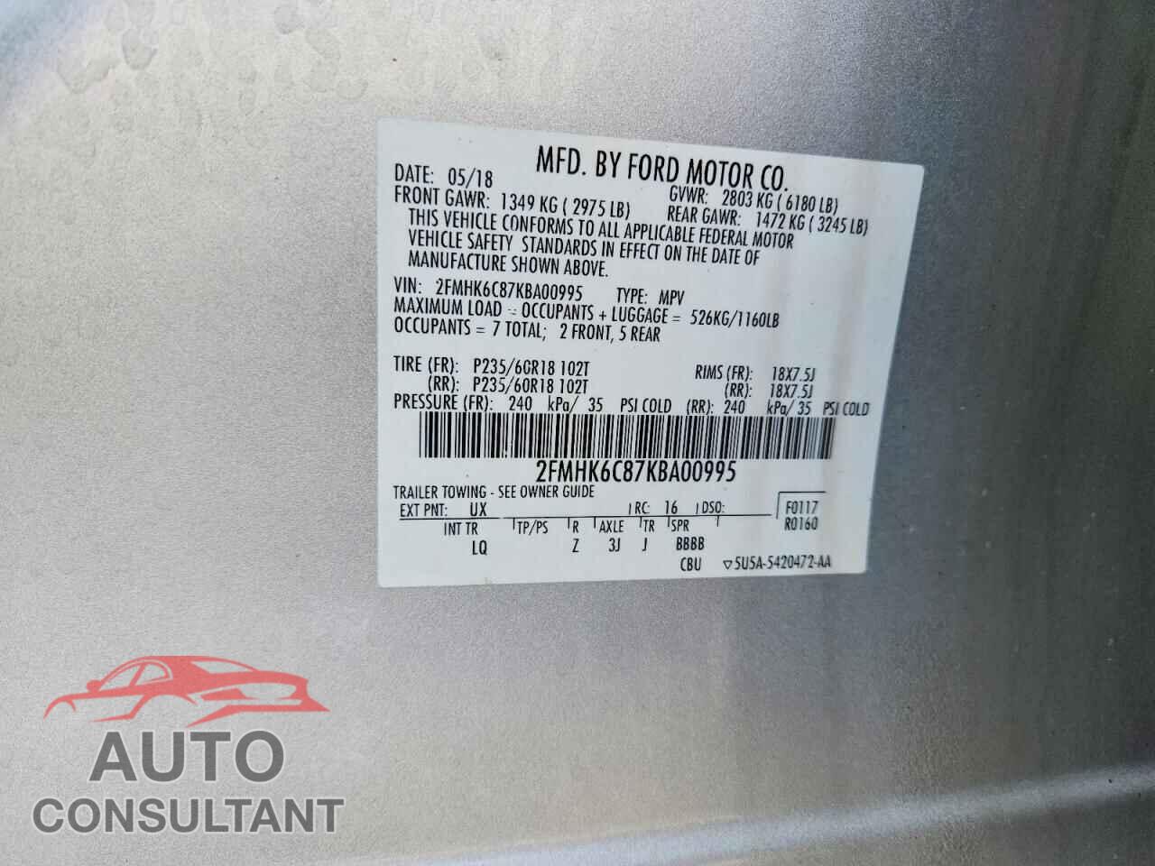 FORD FLEX 2019 - 2FMHK6C87KBA00995