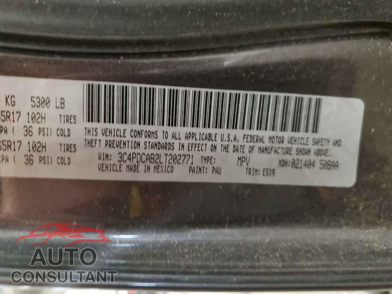 DODGE JOURNEY 2020 - 3C4PDCAB2LT202771