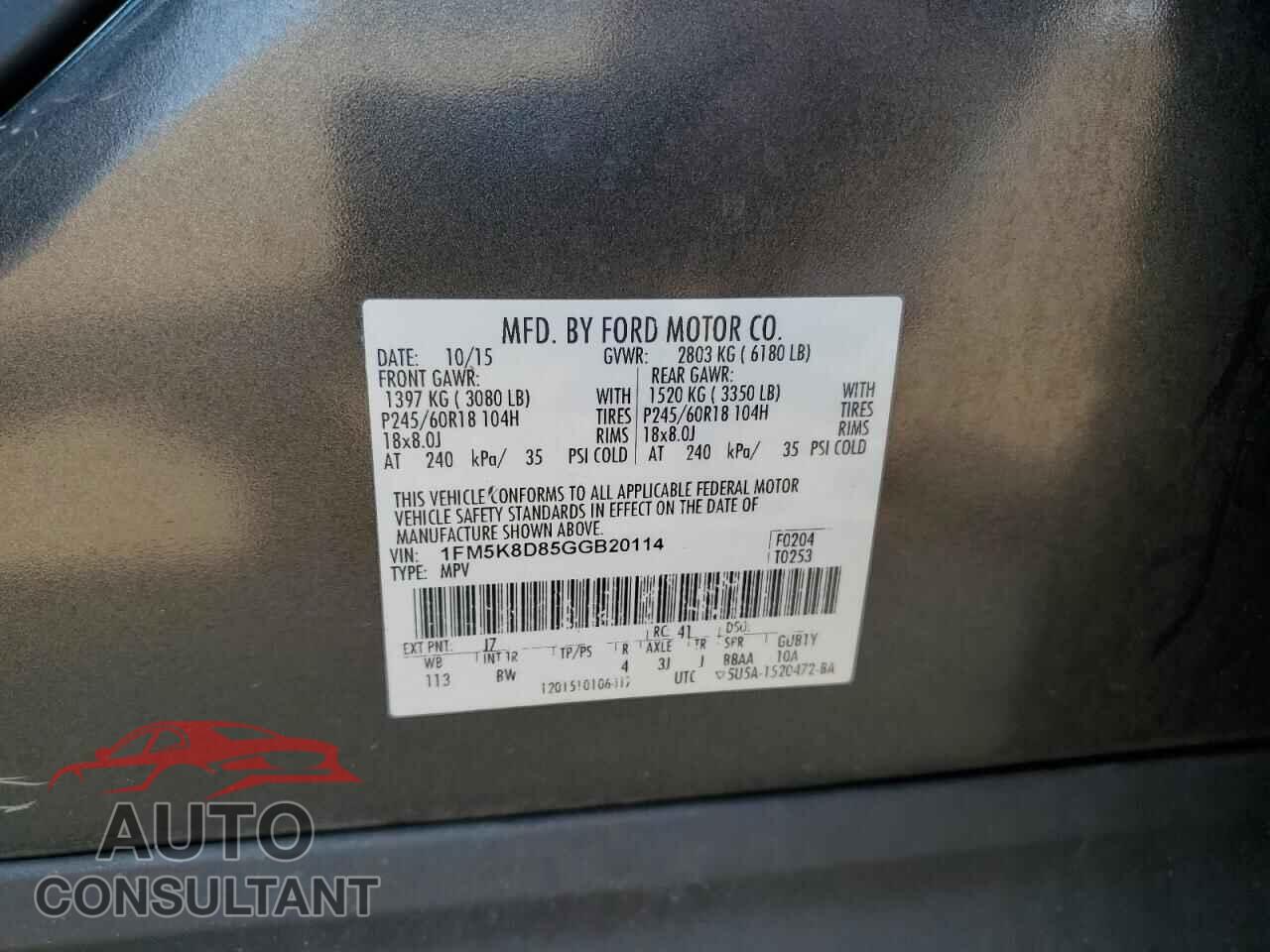 FORD EXPLORER 2016 - 1FM5K8D85GGB20114