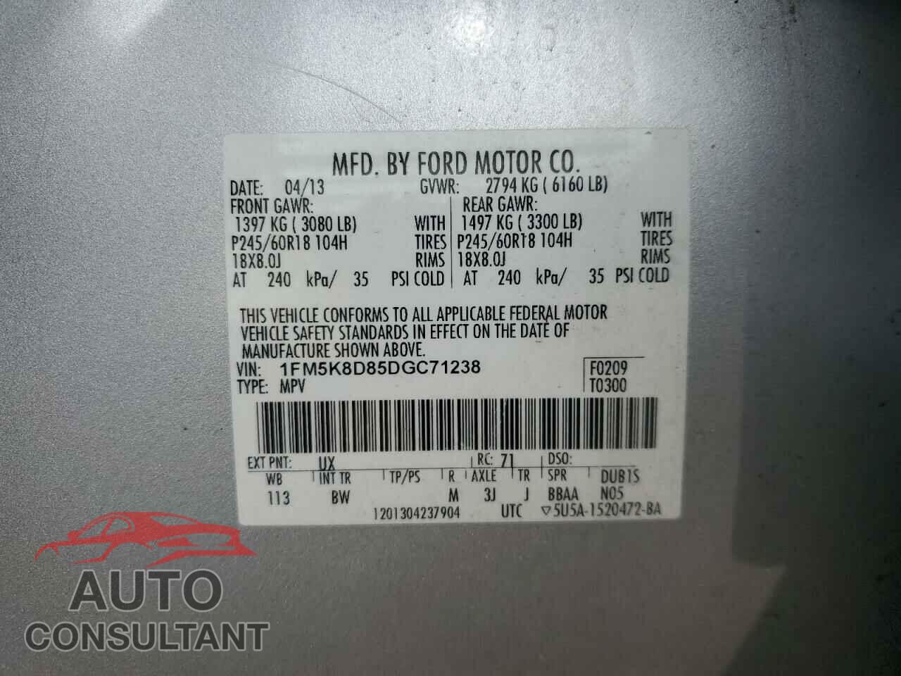 FORD EXPLORER 2013 - 1FM5K8D85DGC71238