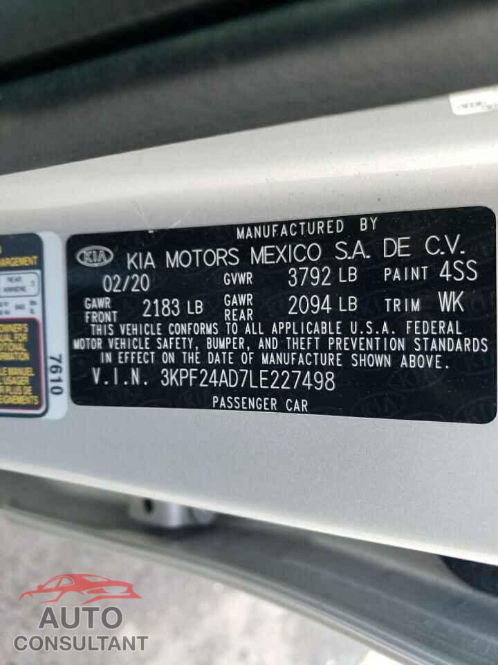 KIA FORTE 2020 - 3KPF24AD7LE227498
