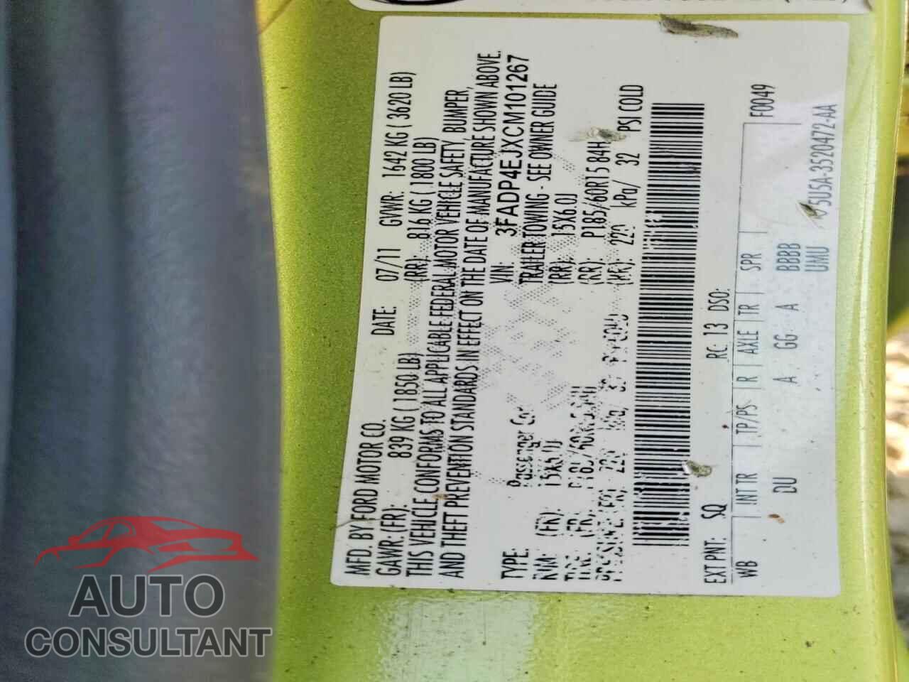 FORD FIESTA 2012 - 3FADP4EJXCM101267