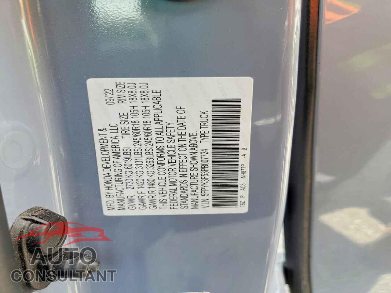 HONDA RIDGELINE 2023 - 5FPYK3F53PB007724