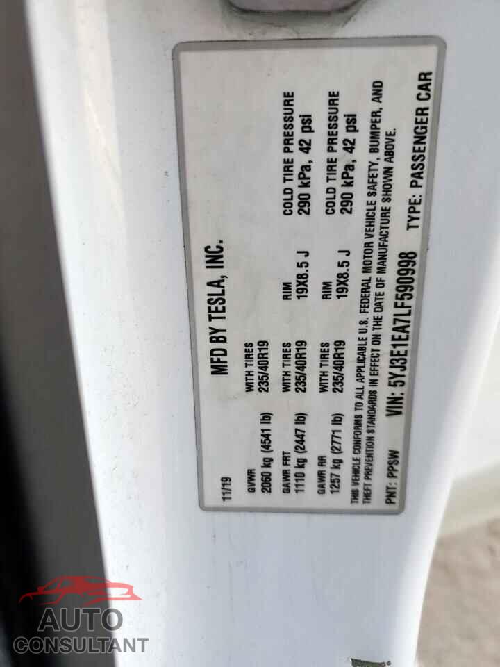 TESLA MODEL 3 2020 - 5YJ3E1EA7LF590998