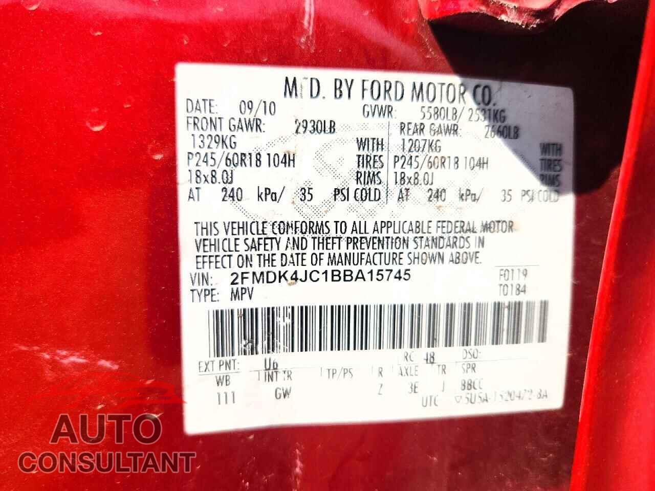 FORD EDGE 2011 - 2FMDK4JC1BBA15745