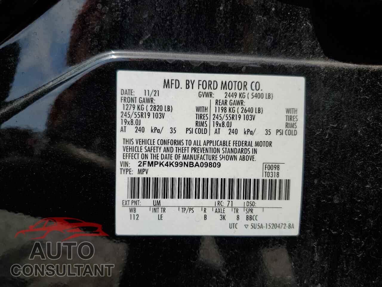 FORD EDGE 2022 - 2FMPK4K99NBA09809