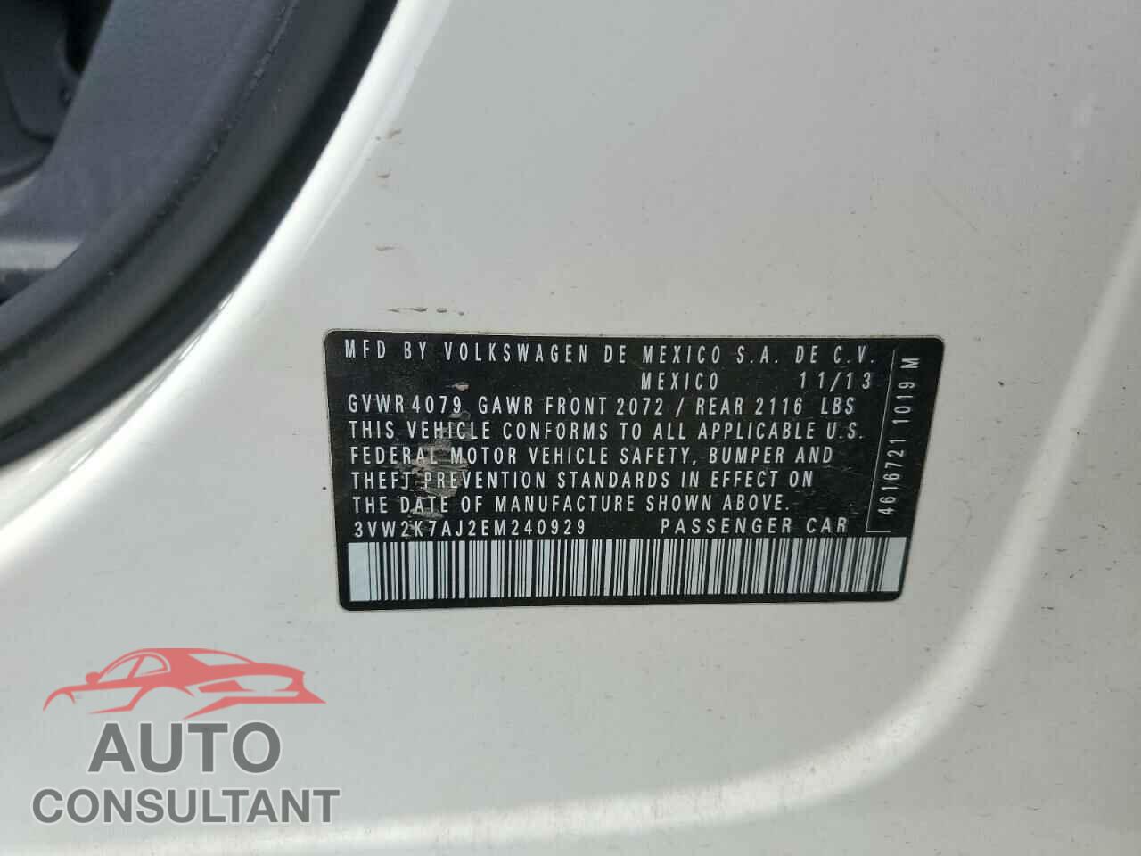 VOLKSWAGEN JETTA 2014 - 3VW2K7AJ2EM240929