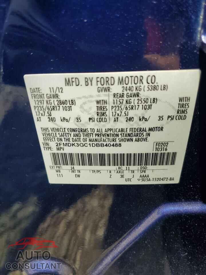 FORD EDGE 2013 - 2FMDK3GC1DBB40488