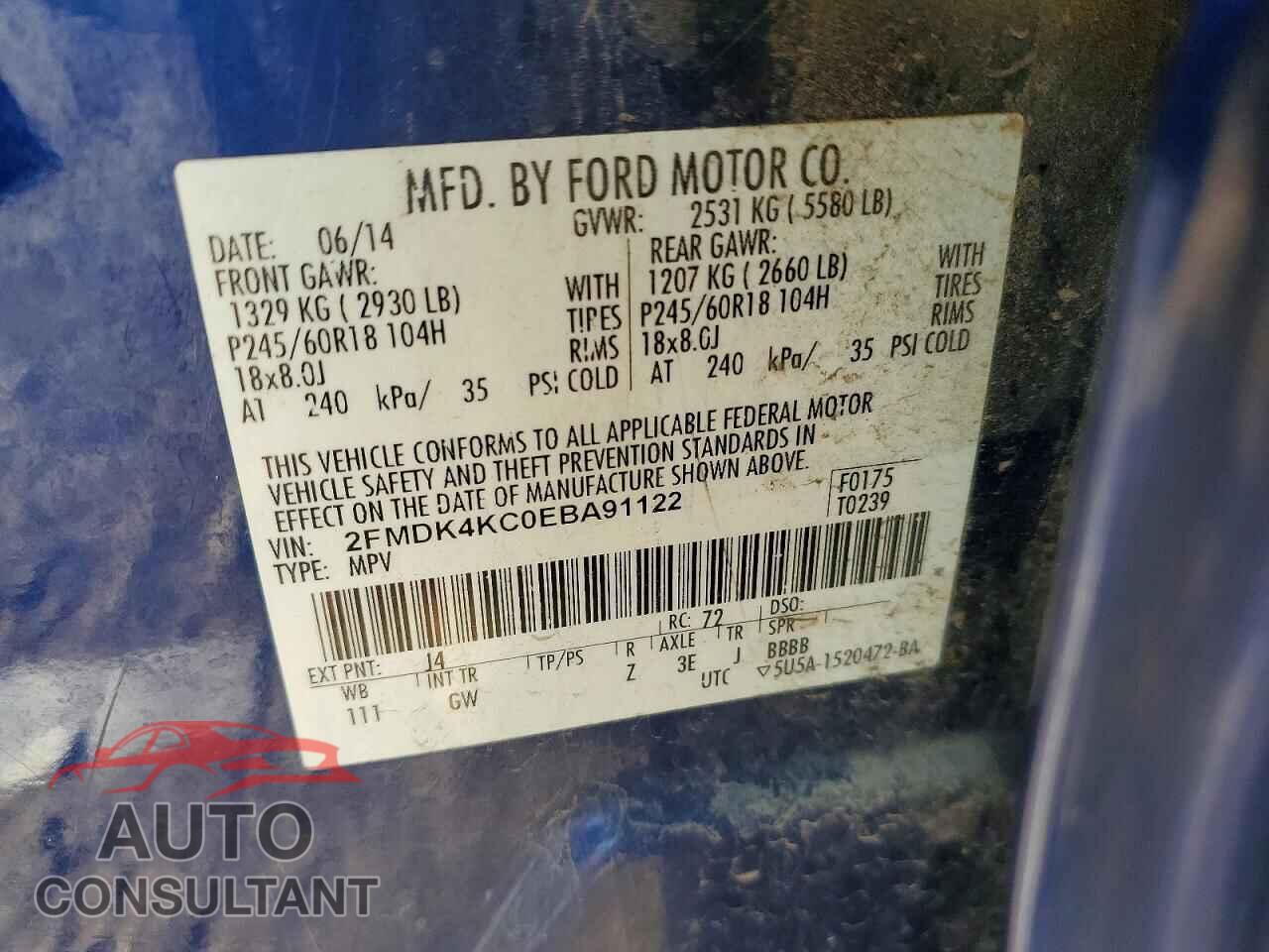 FORD EDGE 2014 - 2FMDK4KC0EBA91122