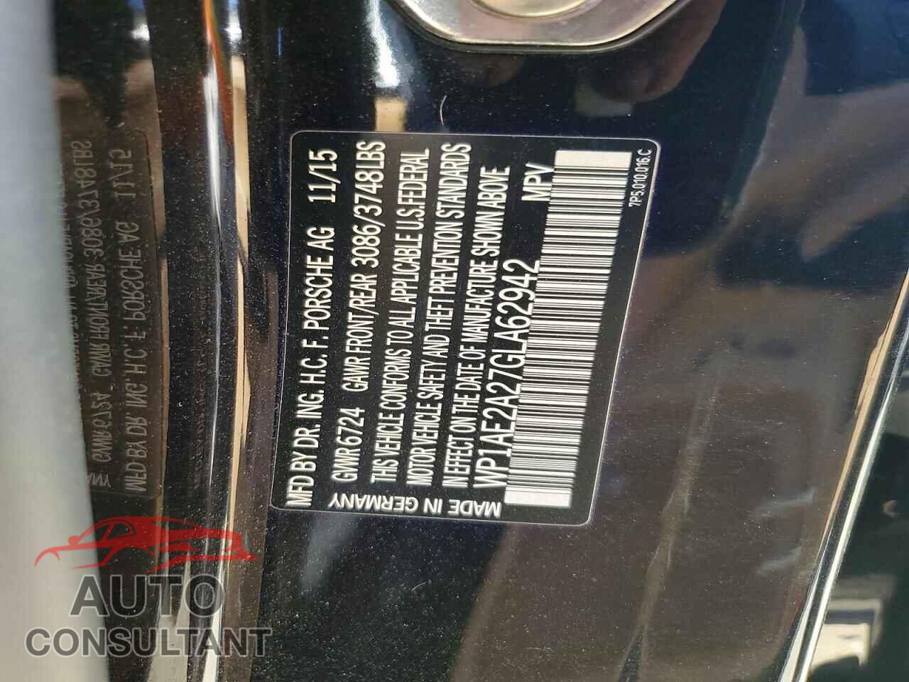 PORSCHE CAYENNE 2016 - WP1AE2A27GLA62942