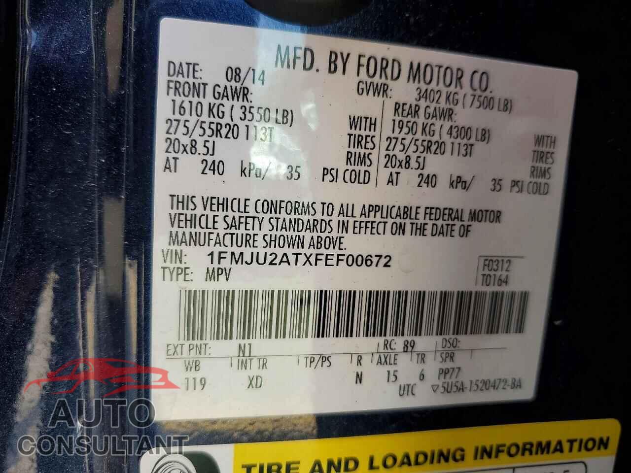 FORD EXPEDITION 2015 - 1FMJU2ATXFEF00672