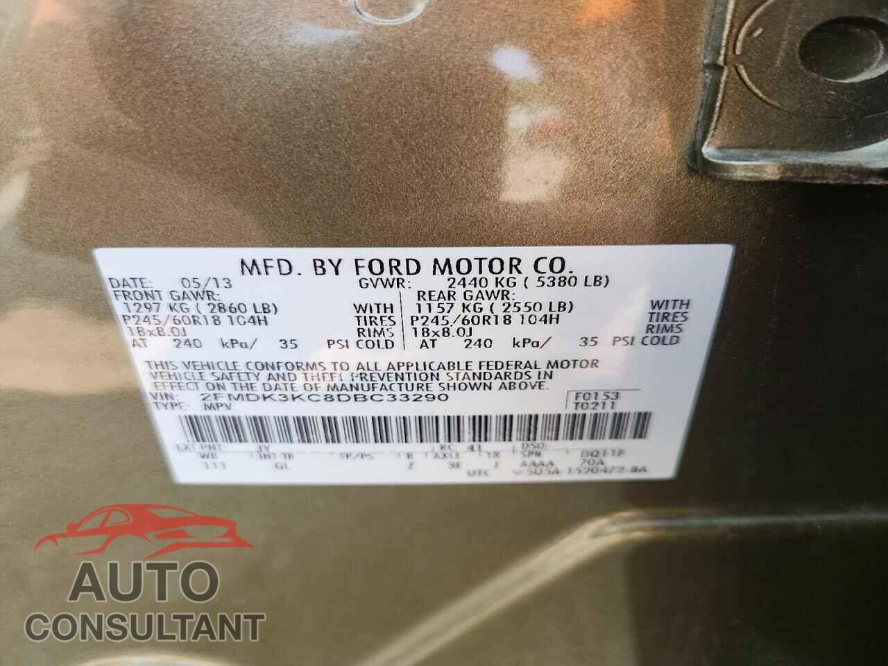 FORD EDGE 2013 - 2FMDK3KC8DBC33290
