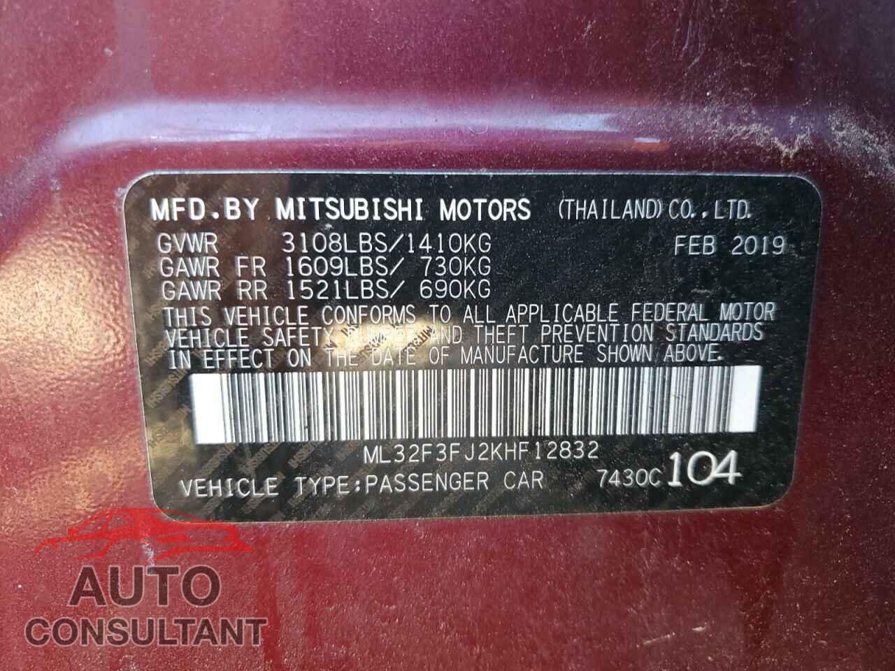 MITSUBISHI MIRAGE 2019 - ML32F3FJ2KHF12832